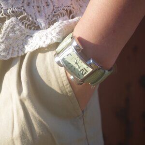 Vintage Green Ladies Wrist Watch By Bijoux  Terner